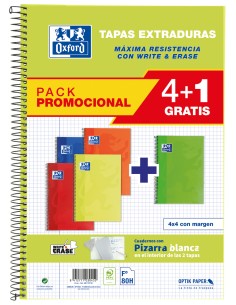 Pack 41 cuaderno espiral fº 80h 90g cuad4x4 c m tapa extradura colores vivos